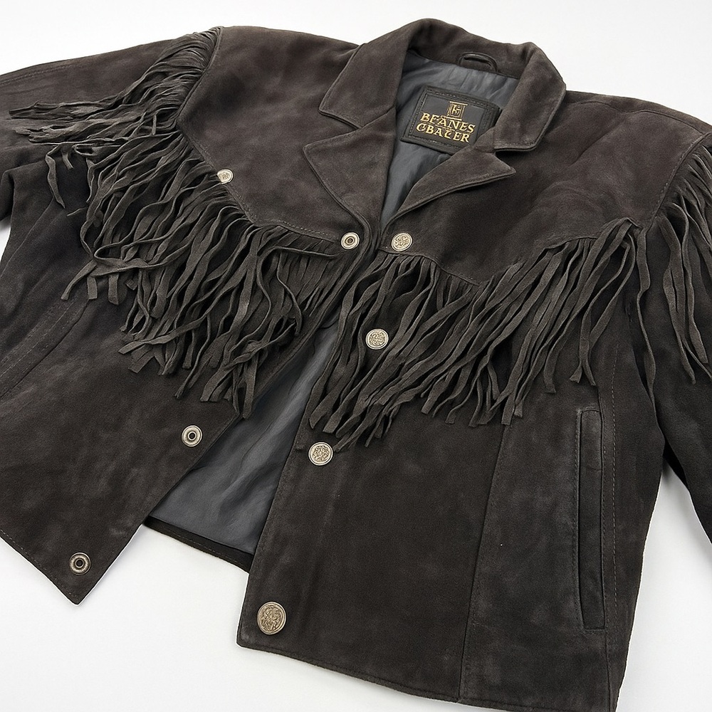 🪩 142. BYRNES & BAKER Womens Black Suede Leather Jacket Western Cowgirl